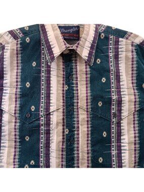 Vintage Western Shirt Medium 15-33 Wrangler Mens X-Long Tails 90s